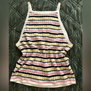 H&M stripped ribbed high neck pastel tank